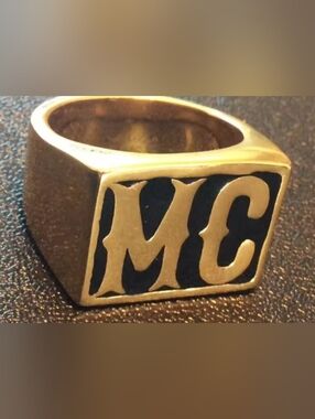 316L Stainless Steel MC Biker Motorcycle Harley Ring Size 8 To 14 Gold Or Silver